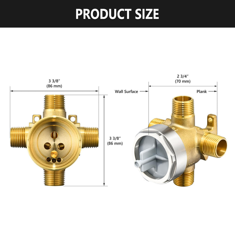 R11000 Diverter Rough-In Valve for D 3-Setting or 6-Setting Shower Diverter Faucet, Compatible with D 3 Way or 6 Way Shower Diverter Trim Kits, Brass Construction