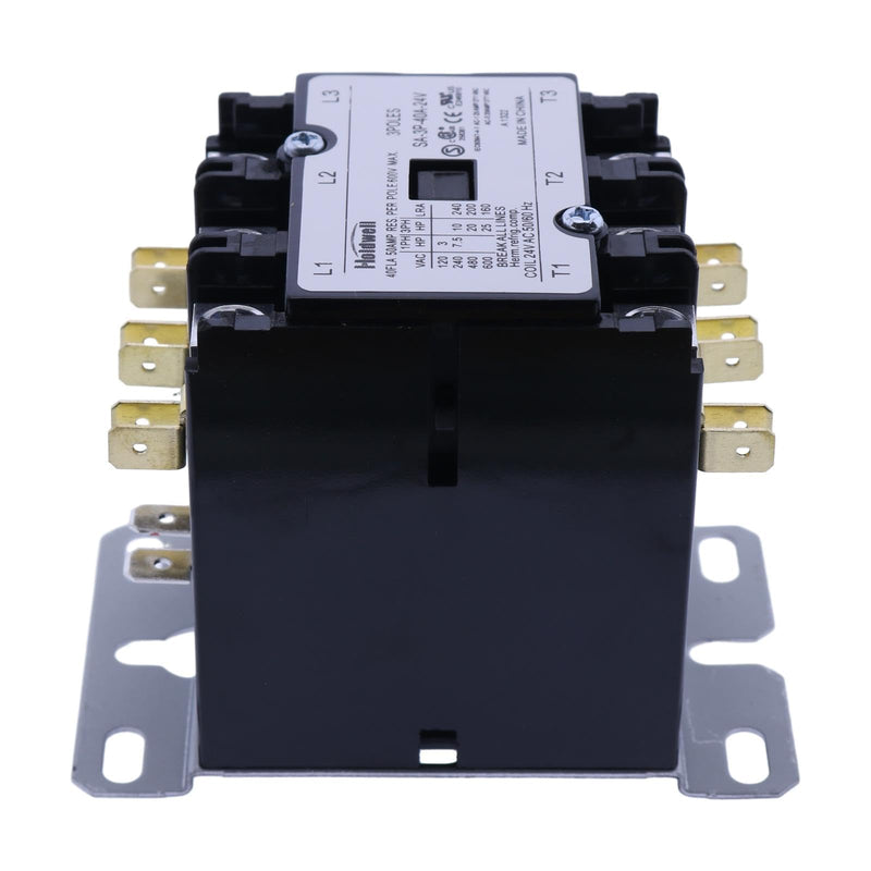 Holdwell SA-3P-40A-24V 3 Pole 40 Amp 24V Coil Definite Purpose Air Conditioner Contactor