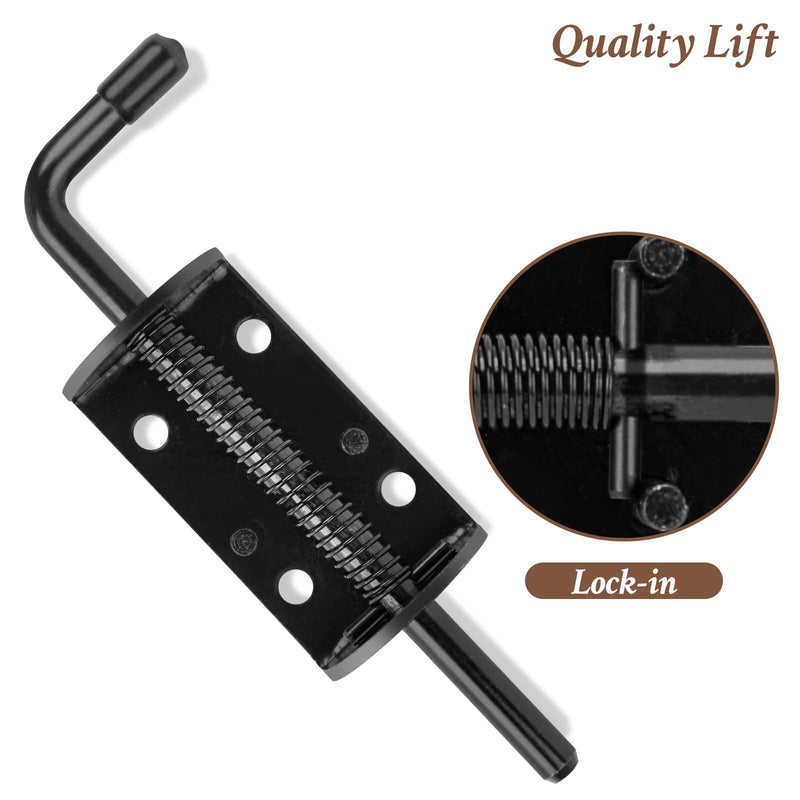 Spring Loaded Gate Latch Pin Barrel Bolt 6in Durable Solid Steel for Shed Doors Wood Metal Gate Black - 2pcs Black Oxide 2pcs