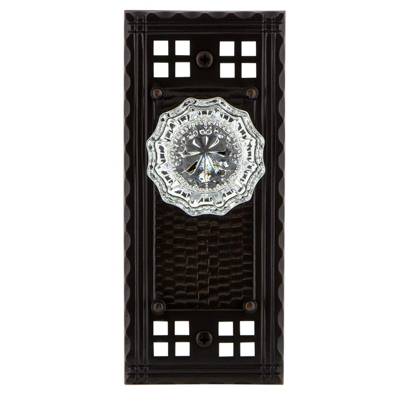 Nostalgic Warehouse Craftsman Plate Single Dummy Crystal Glass Door Knob in Timeless Bronze