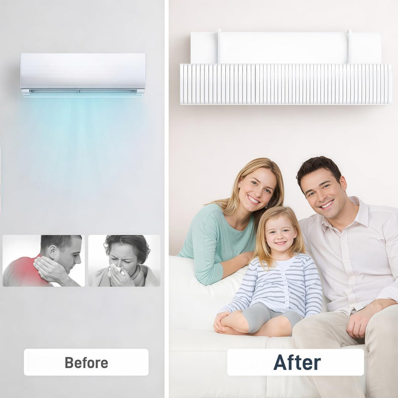 Air Conditioner Deflector, Mini Split Air Deflector Adjustable Anti Direct Blowing, No Drill AC Deflector ABS for 24-40in Wall Mounted Air Conditioner Bedroom Office Home UEMUSI White