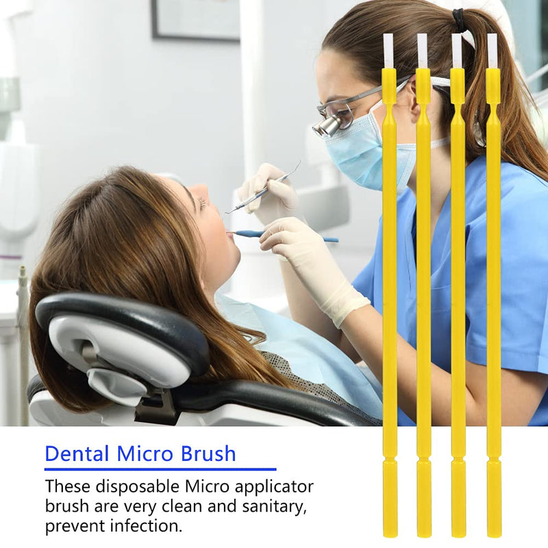 100 Pcs Micro Applicator Brushes, Dental Micro Brush, Disposable Micro Applicator Brush Bendable Sticks (Yellow,) Yellow,
