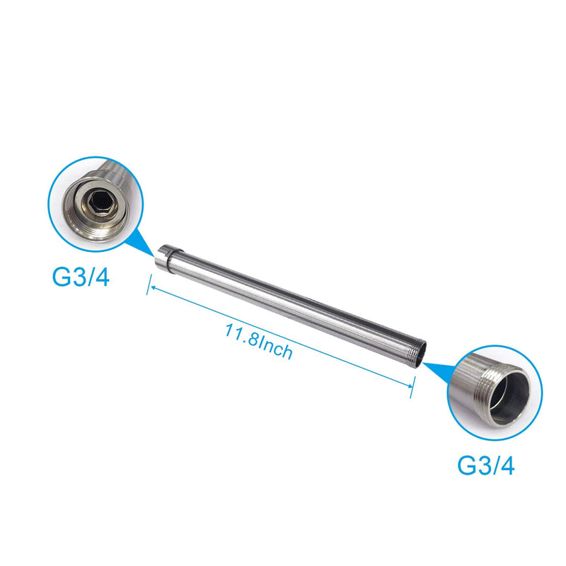 gotonovo G3/4 Shower Extension Tube Shower Extender Bar Longer Shower Pipe Add Shower Height Outdoor Brushed Nickel 12 Inch