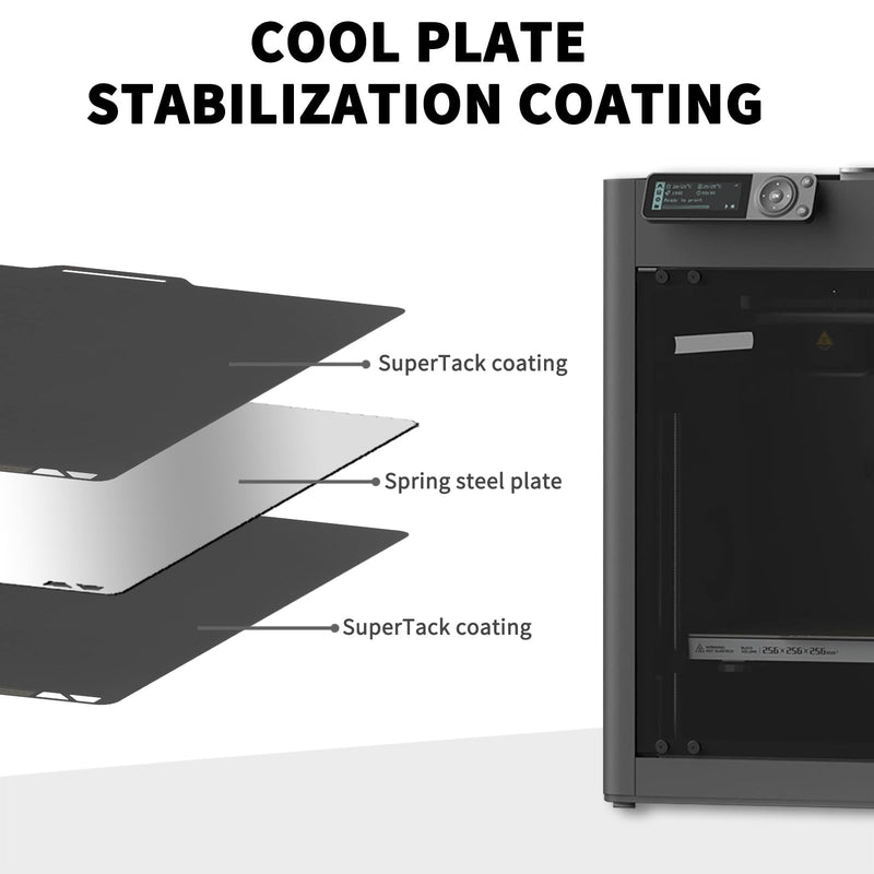 Bamboo Original Low Temperature Cold Printing Build Plate 257x257MM | Suitable for Bambulab X1/P1/A1 3D Printers, Spring Steel Plate, SuperTack Coating, Perfect for PLA and PETG Filament