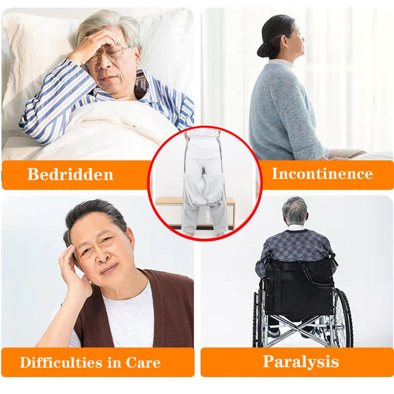 Unisex Patient Pants,Bedridden Patient Clothing,Disability Clothing,Leg Post Surgery Pant for Fracture Medium Grey