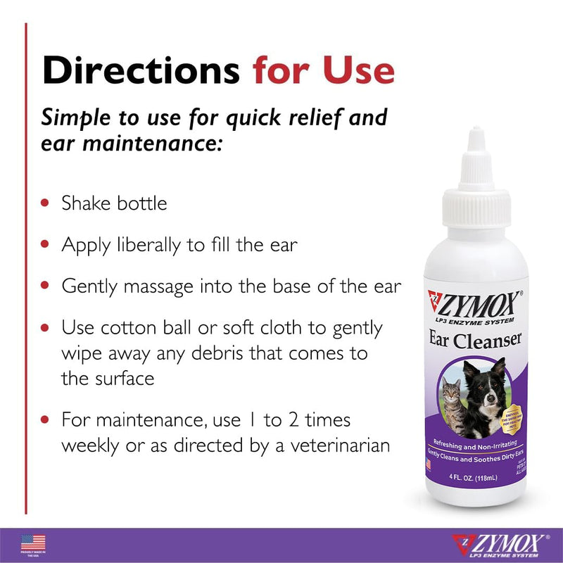Zymox Enzymatic Ear Solution for Dogs and Cats, Ear Wipes, & Ear Cleanser - Product Bundle - for Dirty, Waxy, Smelly Ears and to Soothe Ear Infections