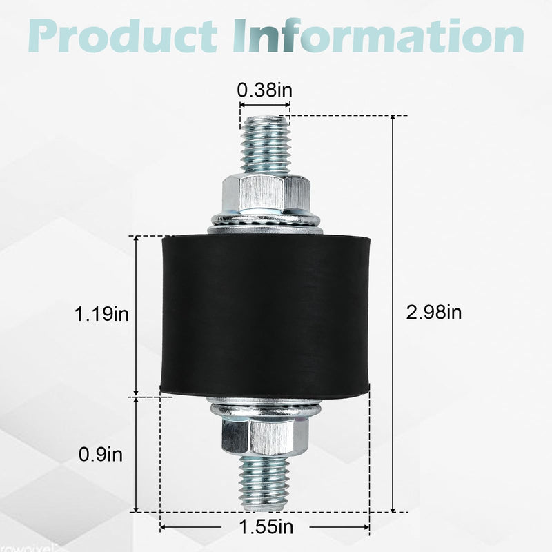 M10 40 x 30 mm Rubber Isolator Mounts Double Studs Shock Absorber
