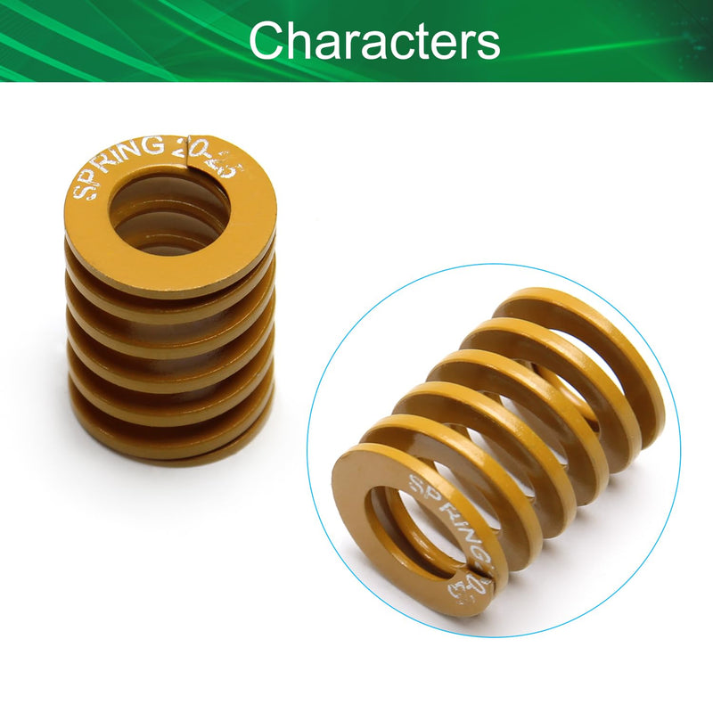Yinpecly 3D Printer Die Spring 20mm OD 10mm ID 25mm Long Spiral Stamping Light Load Compression Mould Die Spring Yellow 1PC 20-10-25mm 1
