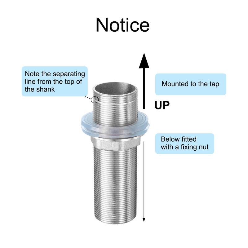 uxcell 1 Pcs Faucet Extension Tubes, 3.94" x 1.24" Faucet Mount Extension Shank Handle Stainless Steel Basin Faucet Mounting Accessories Fixed Foot for Bathroom and Kitchen Faucets 3.94 inch