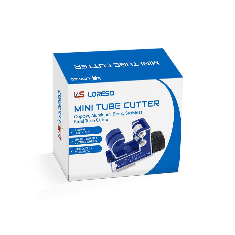 Loreso Copper Pipe Tubing Cutter - Mini Tube Cutter for 1/8" 1/4" 1/2" to 1 1/8" Inches For Copper Brass Aluminum & Thin Stainless Steel Pipes (3-28mm) OD- Mini