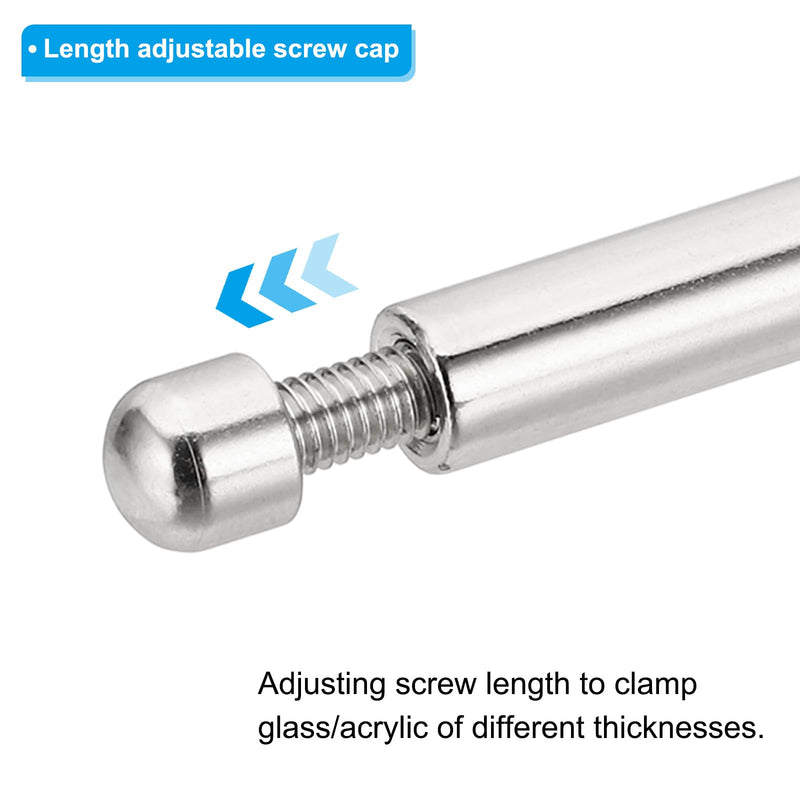PATIKIL 2/7 x 2.8 inch Sign Standoff Screws, 4 Set Stainless Steel Wall Standoff Mounting Hardware Advertising Glass Nail for Hanging Acrylic Picture Frame Acrylic Panel, Silver