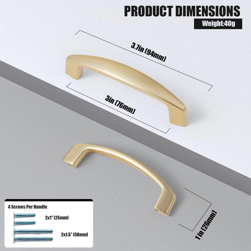 12 Pack Champagne Bronze Cabinet Pulls 3" Hole Center Drawer Pull | 76mm Solid Zinc Alloy Cabinet Handles, Modern Cupboard Hardware, For Dressers, Drawers, Kitchen, Vanity, Furniture, Closet 3'' Center to Center
