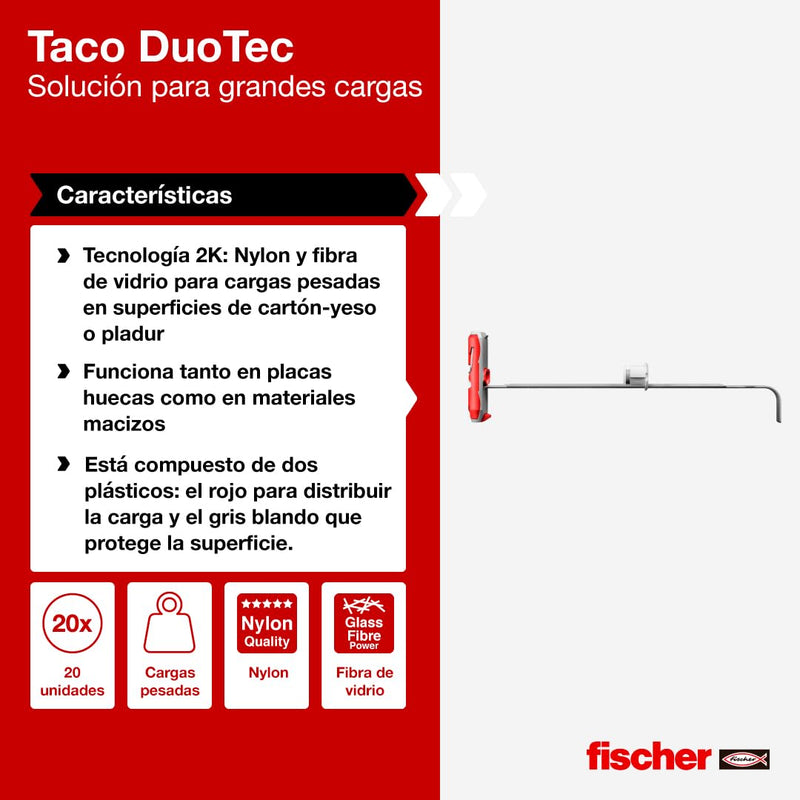 fischer DuoTec12 S PH 1/2" 10pcs Toggle-Plug Panhead Screw (Not Included), 2-Component Fastenings in Drywall, Wood, Steel & Plastic Panels DuoTec 12