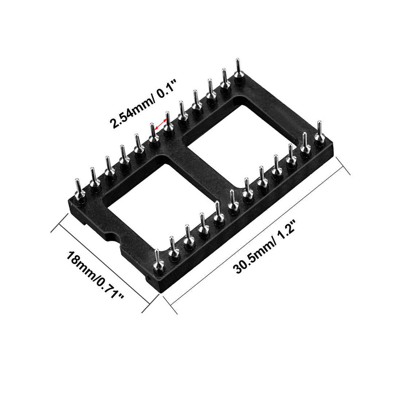 uxcell 10pcs DIP IC Chip Socket Adaptor 2.54mm Pitch 15.24mm Row Pitch 2 Row 24 Round Pins Soldering