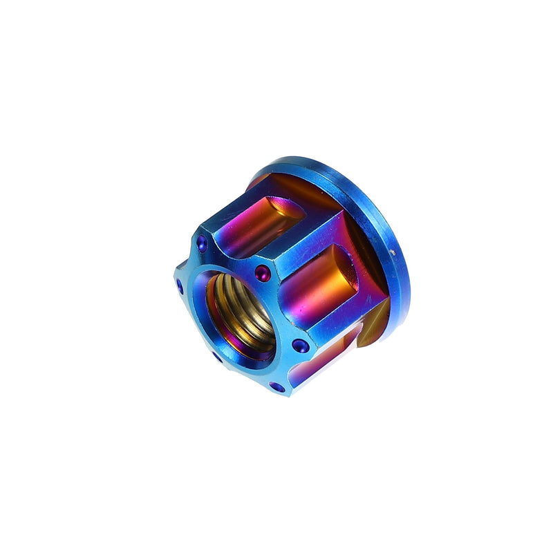 X AUTOHAUX 6pcs Titanium Alloy M10 Pitch 1.25mm Flange Bolt Nut for Bicycle Motorcycle Rear Wheel Axle Sprocket Car Modification Accessories Blue M10x1.25mm