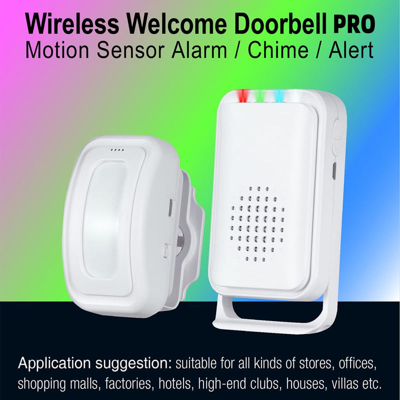 Motion Sensor Doorbell Entry Alert, Shop Store Office Business Home Security Welcome Buzzer Monitor Alarm, Wireless Door Chime with 2 Sensor & 1 Receiver