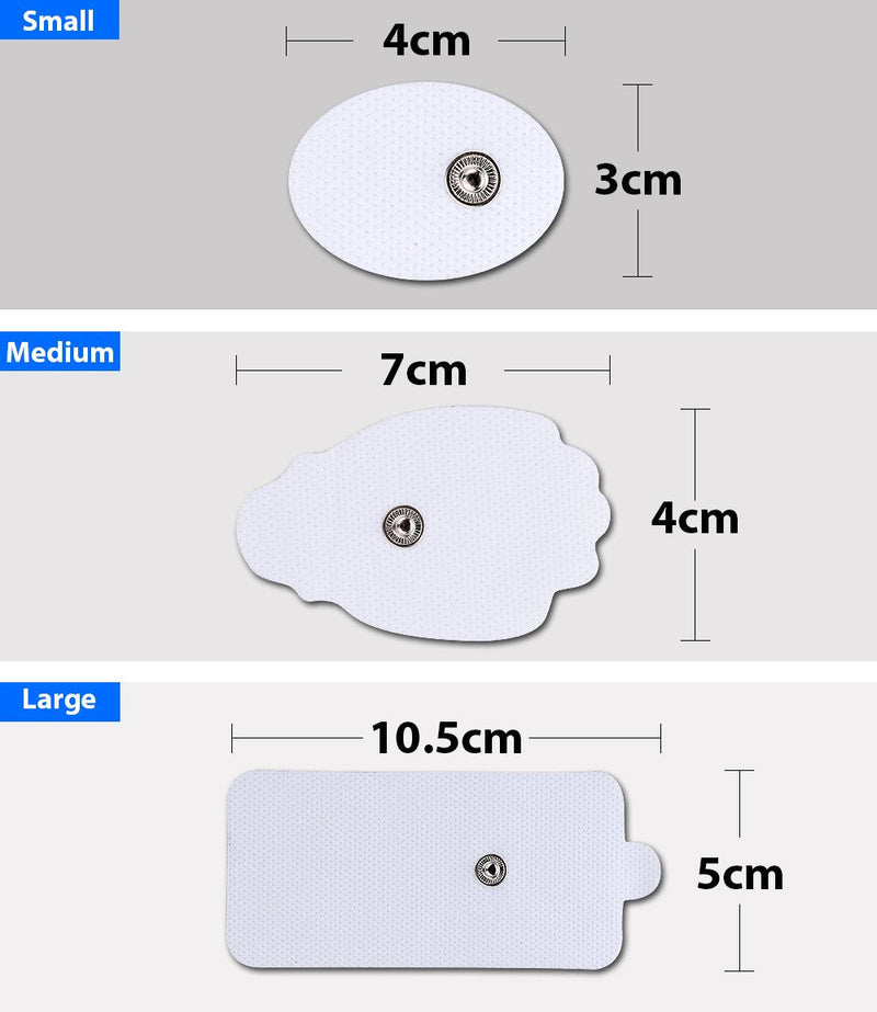 Belifu TENS Unit Electrode Pads Reusable Self-Adhesive Replacement Massage Pads Latex Free, Standard Connection Snap on 3.5mm Cable for Tens EMS Massager