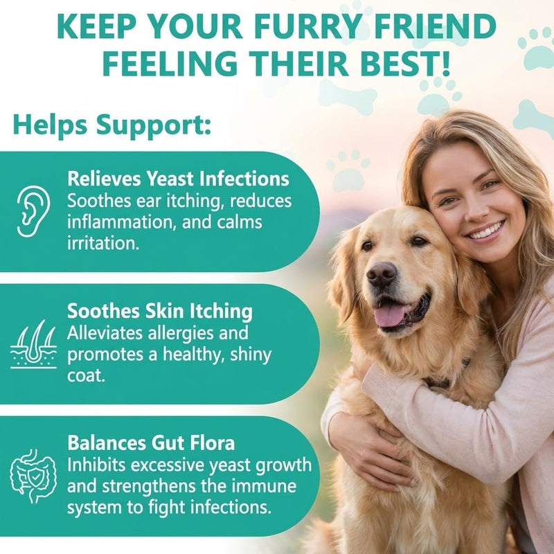 Natural Yeast Relief for Dogs&Cats, Support Healthy Itch Relief, Ear Paw Discomfort Care, Itch Relief for Dog&Cats, Allergy Supports, Inflammation Relief for Dogs(2 Pack (60 ml + 60 ml))