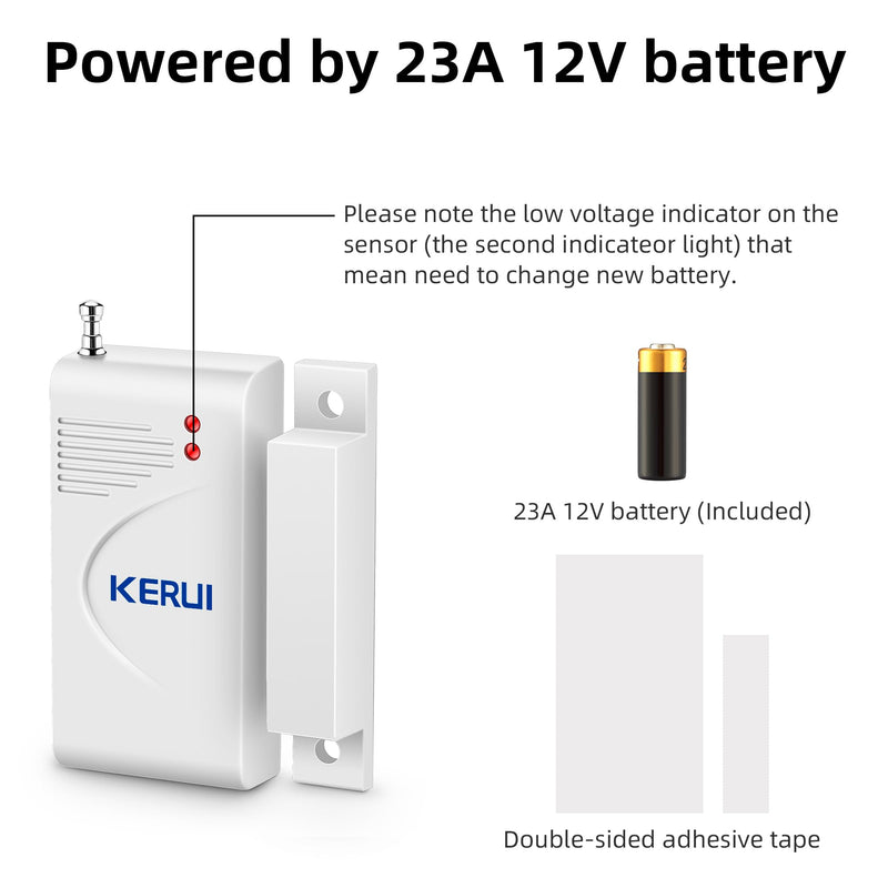 KERUI Standalone Home Office Shop Security Alarm System Kit,Wireless Loud Indoor/Outdoor Weatherproof Siren Horn with Remote Control and Door Contact Sensor,Motion Sensor,Up to 115db,NO WiFi/GSM/APP No Wifi Alarm Kit