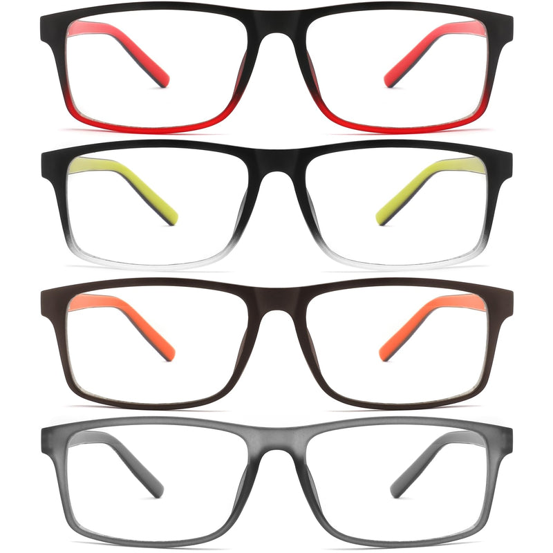 4 Pack 2.75 Reading Glasses Men Readers Blue Light Blocking Computer Eyeglasses Comfortable Rubber Temple Wide Frame 4 Pack Mix a 2.75 x