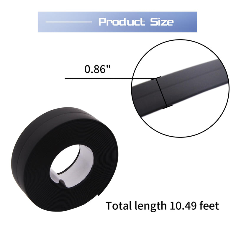 Waterproof Caulk Tape Sealant Strip, 0.87" W x 10.5'L PVC Sealing Tapes for Kitchen Bathroom Bathtub Countertop Toilet Sink (Black) Black 0.87x10.5" 1Pcs