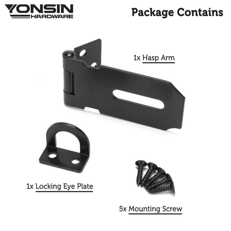 3" Door Padlock Safety Hasp Latch, Door Hasp Clasp Lock Gate Shed Hasp Latch Lock for Door Window Cabinet Pet Cage Toolbox Shed Fence, 304 Stainless Steel, Matte Black Finish, 1 Pack 3 Inch