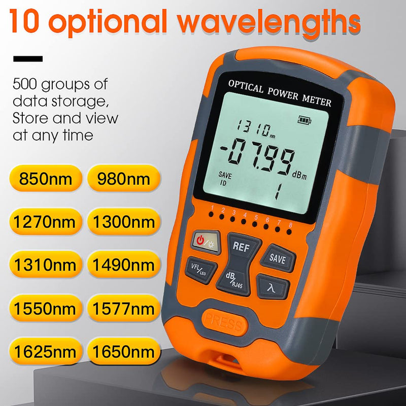 4 in 1 Fiber Optic Tester Portable Fiber Power Meter(-70~10dBm, Built-in VFL) & Visual Fault Locator Kit for Network Cable Test