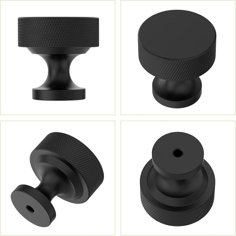 Matte Black Knurled Cabinet Knobs Round Drawer Pulls 30 Pack Matte Black Flat Round Knobs