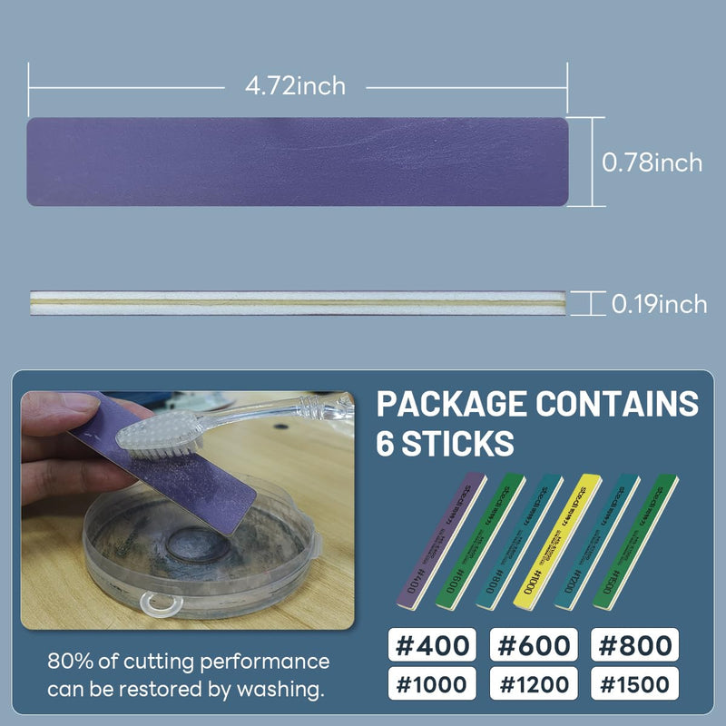 stedi Sanding Sticks, Model Hobby Making Tools, Polishing Sanding Sticks Tools for Gundam Repairing Plastic Model and Miniature Model 6PCS(#400+#600+#800+#1000+#1200+#1500) 6PCS(#400+#600+#800+#1000+#1200+#1500)