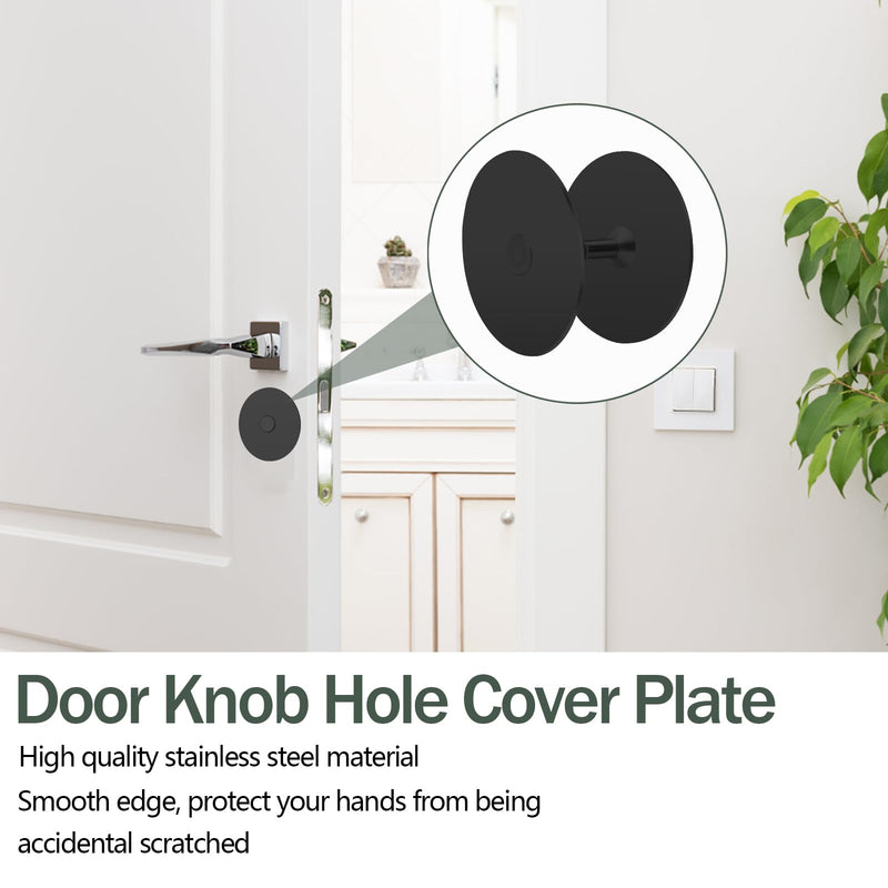 Door Hole Cover Plate,2-5/8" Diameter Round Deadbolt Cover Plate,Matte Black Door Knob Hole Cover Plate Door Hole Filler Plate for Home Security-2 Pack