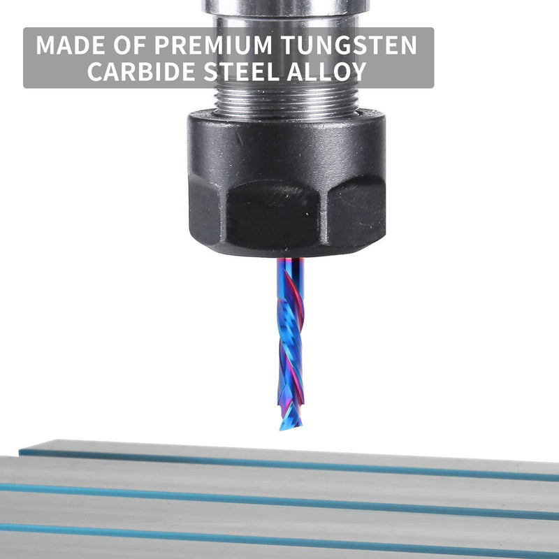 Compression Spiral Router Bits 1/4" Shank,1-1/4" Cutting Length, Extra Long 3 Inch, Carbide UP Down Cut CNC Router Bits End Mill for Wood Mortises Carving Engraving 3" OVL - Compression