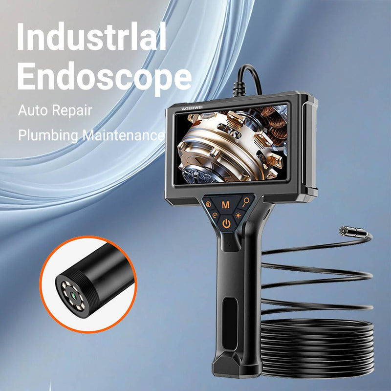 Endoscope Camera with 4.3" Screen, 8 LED Lights, 8mm Borescope, IP67 Waterproof Snake Inspection Camera with Semi-Rigid Cable for Automotive, Plumbing, HVAC, Home DIY (5M (16.4FT)) 5M ( 16.4FT )