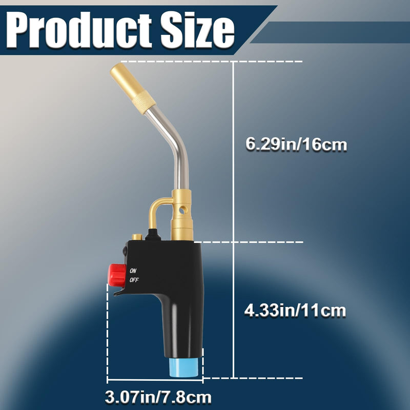 TS4000 Trigger-Start Torch Head,MAPP/Propane Gas Torch Kit with Push Button Start - Angled Burner Handheld Torch for Light Welding, Soldering, Brazing, Heating, Thawing and More