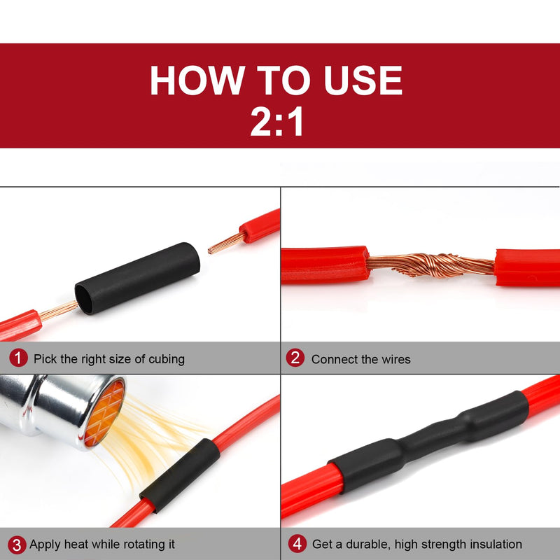Chanzon 160 Pcs Heat Shrink Tubing Kit, 2:1 Black Heat Shrink Wrap Tubing with Length 1.5" 3" (inch), Polyolefin Sleeving 2 to 1 Heat-Shrink Tube 1.Black
