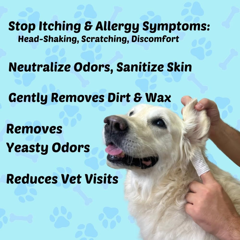 Multi-Purpose All-Natural Pet Finger Wipes, Organic, Safe, Non-Toxic Formulated Pre-Moistened Wipes. Remove Plaque & Whiten Teeth, Clear Ear Wax/Dirt Buildup, Soothe Dry Skin Folds, Remove Tear Stains - PawsPlanet Australia