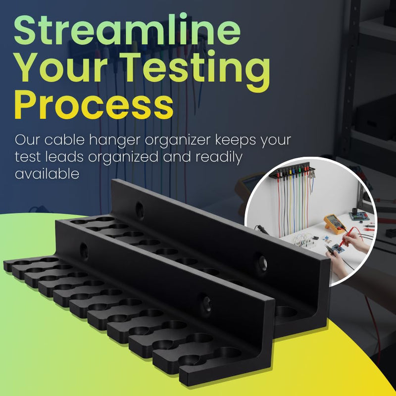 Wall Mount Test Leads Probe Pairs, Banana Cables Organizer for Tidy and Efficient Cable Hangers for Test Leads, Easy Access for Increased Productivity and Lead Management - 2 Pack