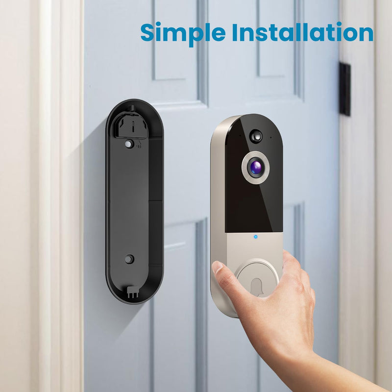 1080p Wireless Video Doorbell Camera with Chime, AI Human Detection, 2-Way Talk, Live View, Night Vision, Cloud Storage, 2.4G WiFi Only, Battery Powered, Indoor Outdoor Surveillance (Linen) Linen