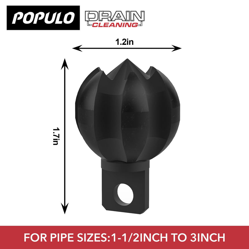 POPULO Drain Snake Attachment, Multi-Functional Cutter Clears Debris,Scale,Crystallized Urine,Roots,And More,Compatible with POPULO and Other Most Popular Brands of Drain Cleaning Machine