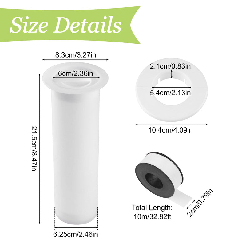 Air Conditioning Line Set Protector Including 2Pcs Mini Split Cover, 1Pcs 8.5in Length AC Sleeve for Through The Wall, and 1 Roll Wrap Tape (White) White-1 set