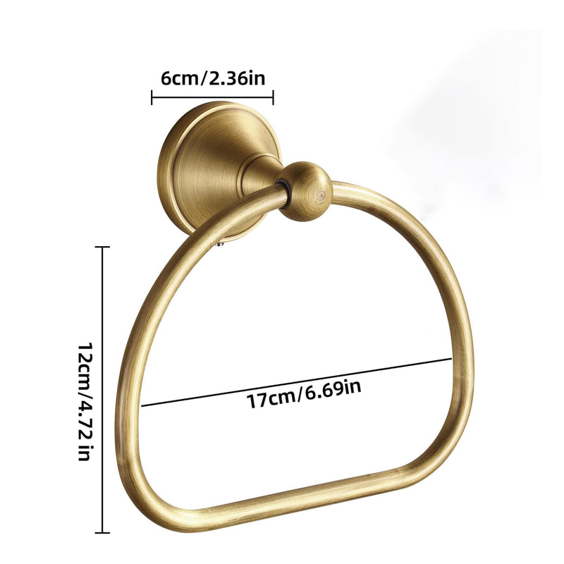 Brass Towel Ring,Antique Hand Towel Holder,Bathroom Antique Brass Hanger Towel Holder for Bathroom Wall Mounted Rustic Bath Accessories Half Round