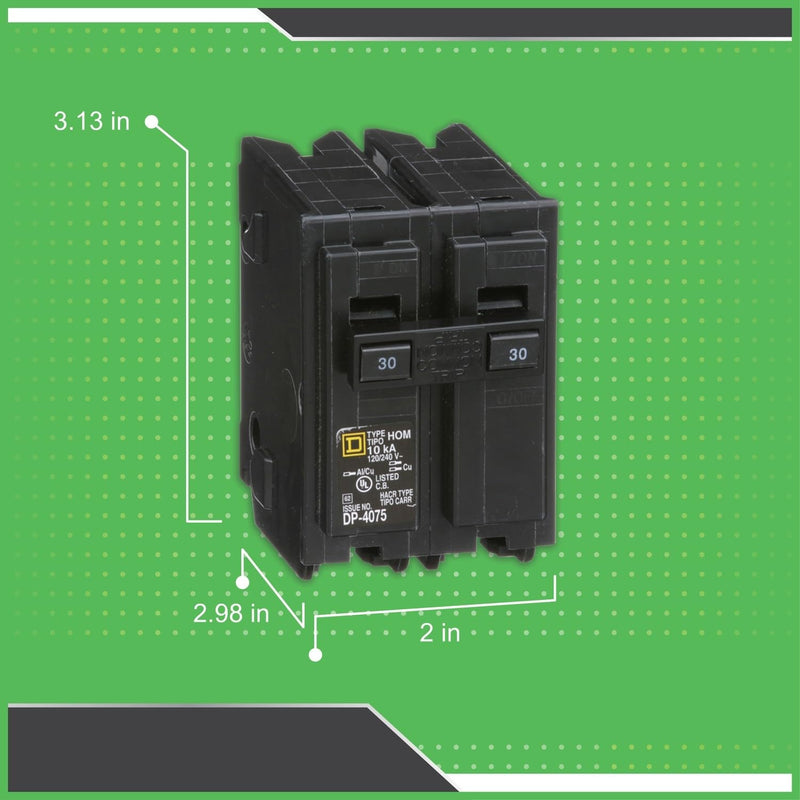 Square D HomeLine 30 amps Surge 2-Pole Circuit Breaker