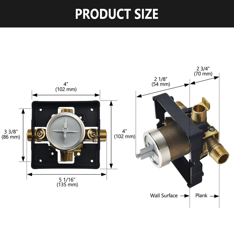 RJDIBAN Shower Valve for Delta R10000-UNWS, 4 Port 1/2 Inch Connection 1-Pack, R10000 Valve Kit Compatible with Delta MultiChoice 13 14 17 17T Shower and Tub Trim Faucet, Brass Construction With Stops Tub & Shower With Stop