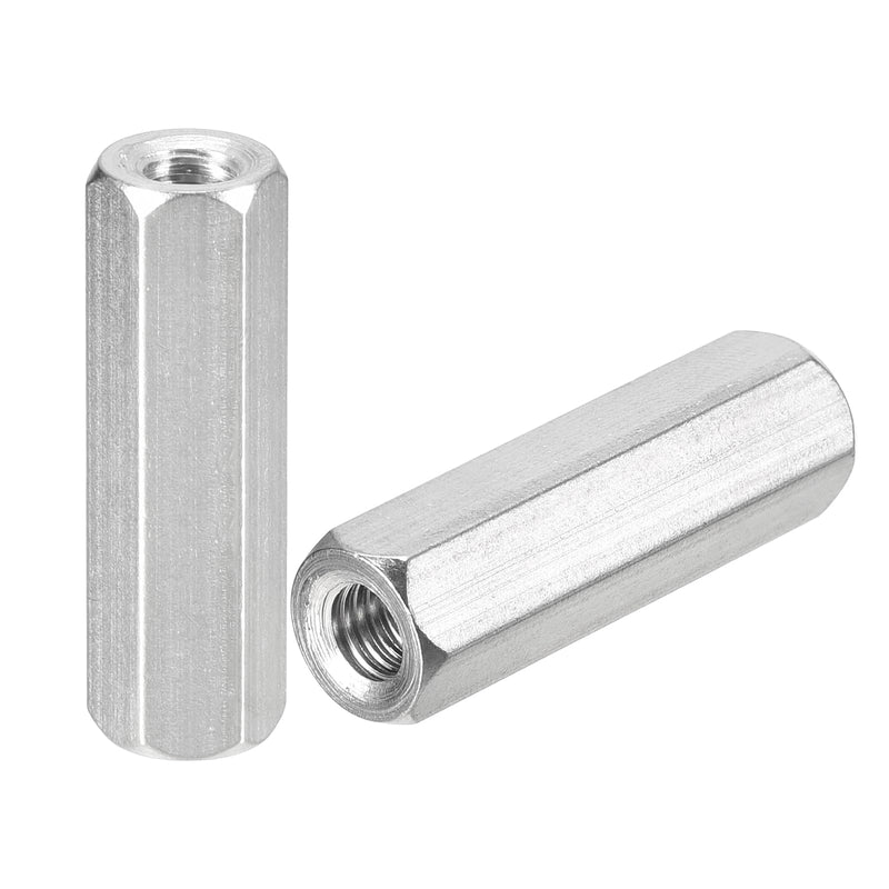 uxcell M6 x 1-Pitch 40mm Length Coupling Nuts, 4pcs 304 Stainless Steel Metric Hex Rod Coupling Nuts M6x40mm
