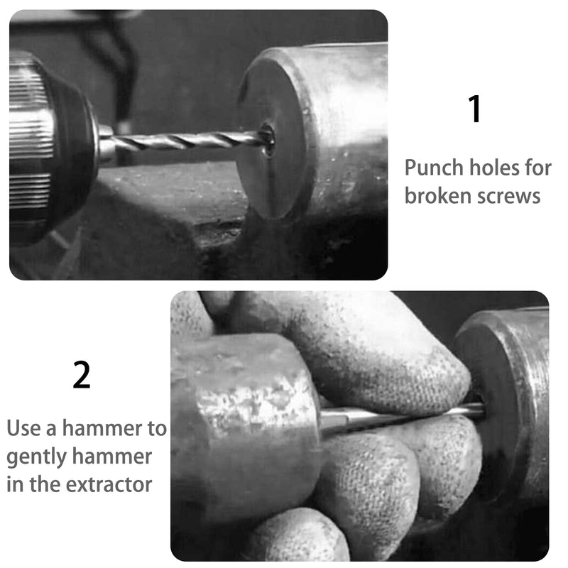 5 Pieces Easy Out Bolt Extractor Set, Straight Fluted Screw Extractor, Broken Damaged Bolt Removal Tool Square Type