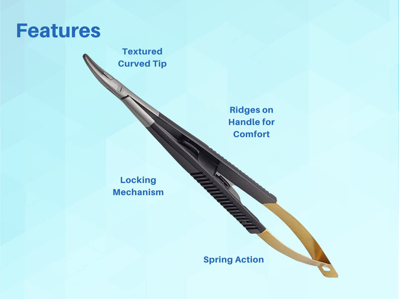 Castroviejo Micro Needle/Suture Holder Driver with Tungsten Carbide Inserts 5.5 Inches (Curved Tip) Curved Tip