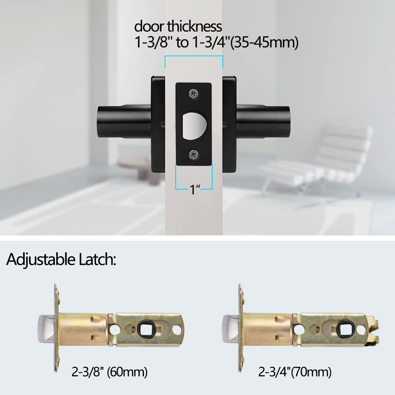Passage Door Lever, No-Locking Hall/Closet Door Handle, Heavy Duty Lever Door Handle Interior, Matte Black Finish, Right&Left Handed (2Pack) 1601-PS-2P 2