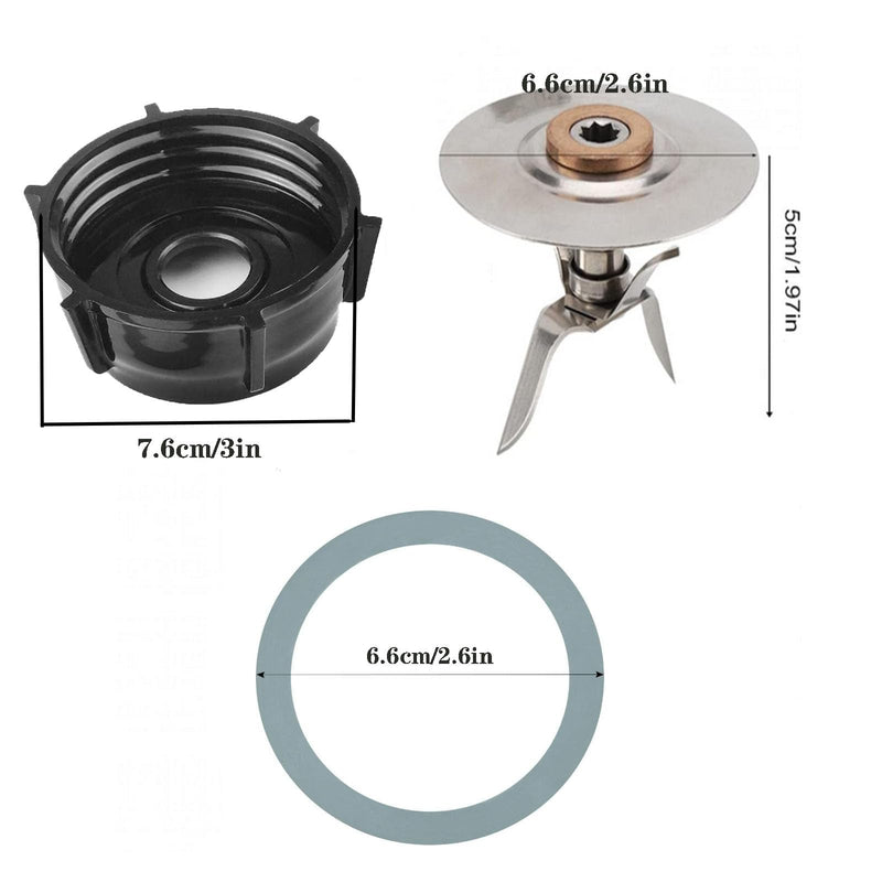 For Oster Blender Replacement Parts Blender Ice Blade with Jar Base Cap and Two Rubber O Ring Seal Gasket Accessory Refresh Kit，Compatible with Oster Blender