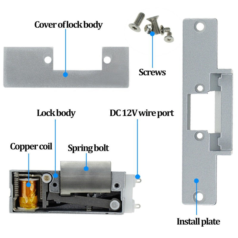 LIBO Electric Strike Lock Electronic Mortise NC/NO Mode Lock a Part Fail Safe/Fail Secure for Access Control Wooden Metal Door (Fail-Secure) Fail-secure