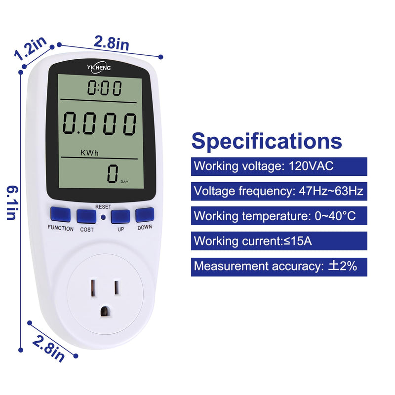 Electrical Usage Monitor,Watt Meter,Power Meter,Wattage Meter,Energy Voltage amp Meter Tester with,Overload Protection,7 Modes Display (no Backlight) no backlight