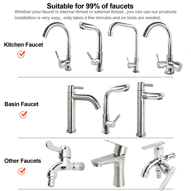 Faucet Sprayer Attachment，Kitchen Faucet Head Replacement 360° Rotatable 3-Speed Faucet Extender with Universal Aluminum Adapter for Kitchen Sink Long